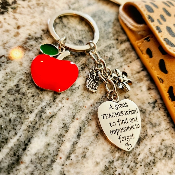 Teachers gift keychain & Adhesive Cell Phone Card Holder Case  - Picture 2 of 6